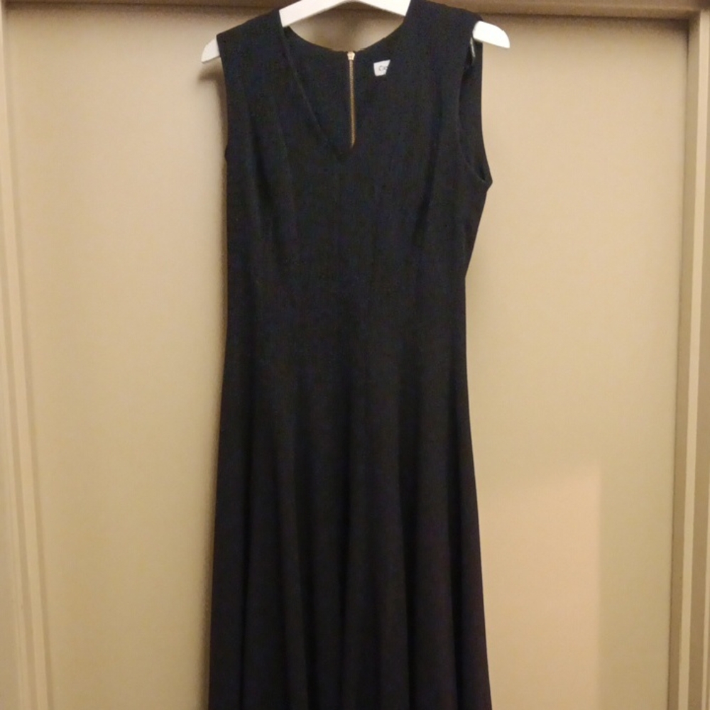 Calvin Klein Black Sleeveless V-Neck A-Line Maxi Dress, Size 2, NWOT